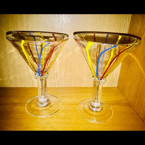 New 2 Drinking Glasses Hand Painted by Artist